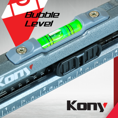 Kony, Heavy Duty Utility Knife, Carpet Cutter, Box Cutter Retractable w/Ruler, Water Bubble Level - Perfect Knife for Crafting, Cutting & Home Projects - Precision Knife (Inches Ruler)