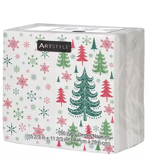 Artstyle Holiday Dinner Napkins, 8" x 4" (100 ct.)