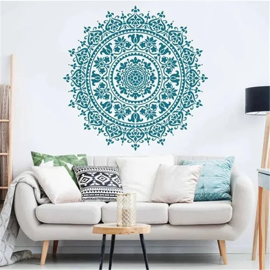 Mandala Auxiliary Painting Template Large Reusable Stencil for Floor Wall Tile Fabric Furniture Painting Accessory Drawing Decor