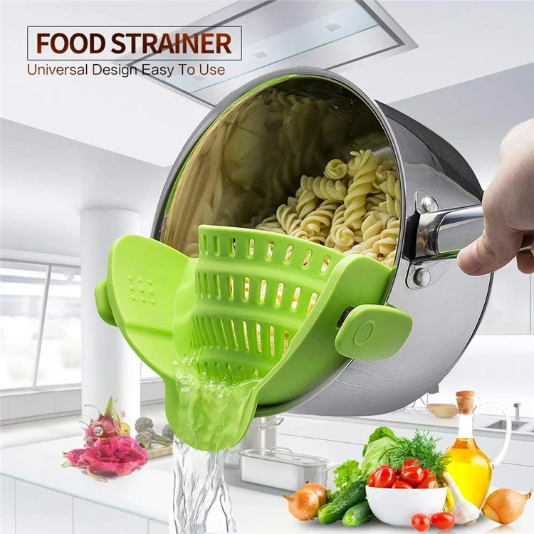 LMETJMA Universal Silicone Clip-on Pan Pot Strainer Anti-spill Pasta Pot Strainer Food Grade Rice Fruit Colander Strainer KC0111