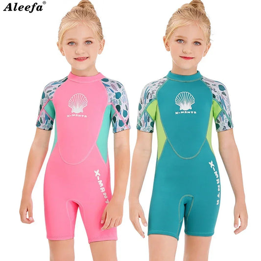 Kids Girls  Neoprene 2.5mm Wetsuit  Diving Suit Winter Swimwear Short