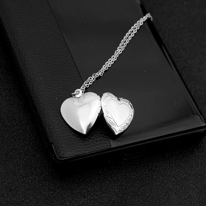 1 Heart Shaped Photo Frame Pendant Necklace Love Heart Charm Stainless Steel