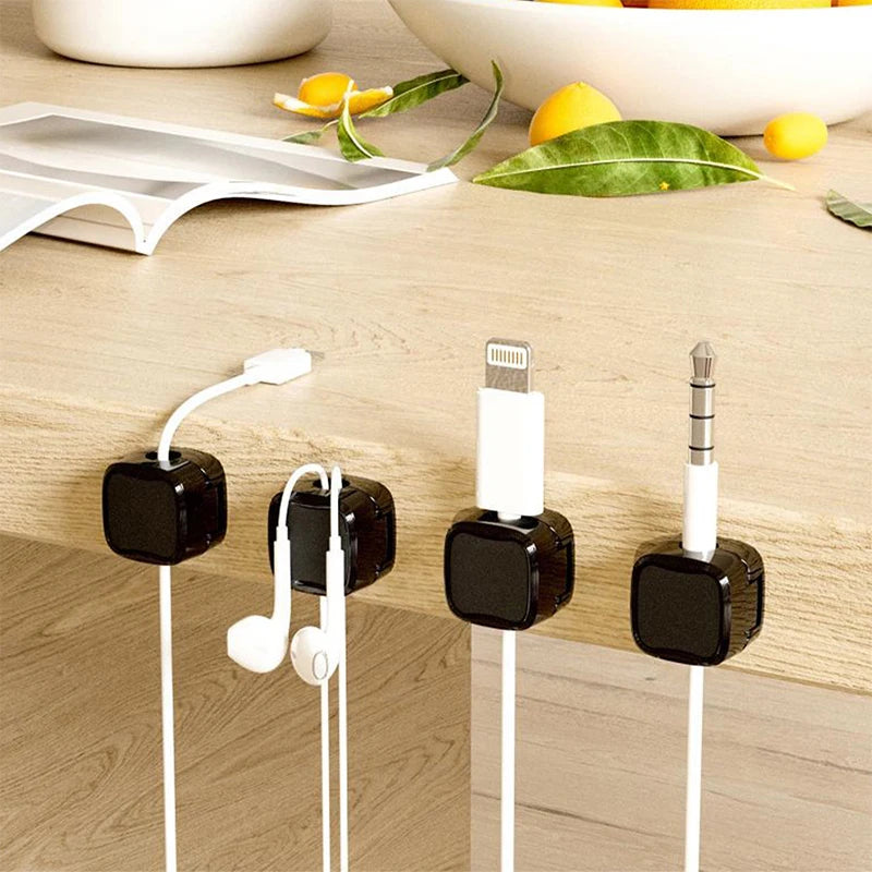 6Pieces Magnetic Cable Clips Cable Smooth Adjustable Cord Holder Under Desk Cable Management Wire Keeper Cable Organizer Holder