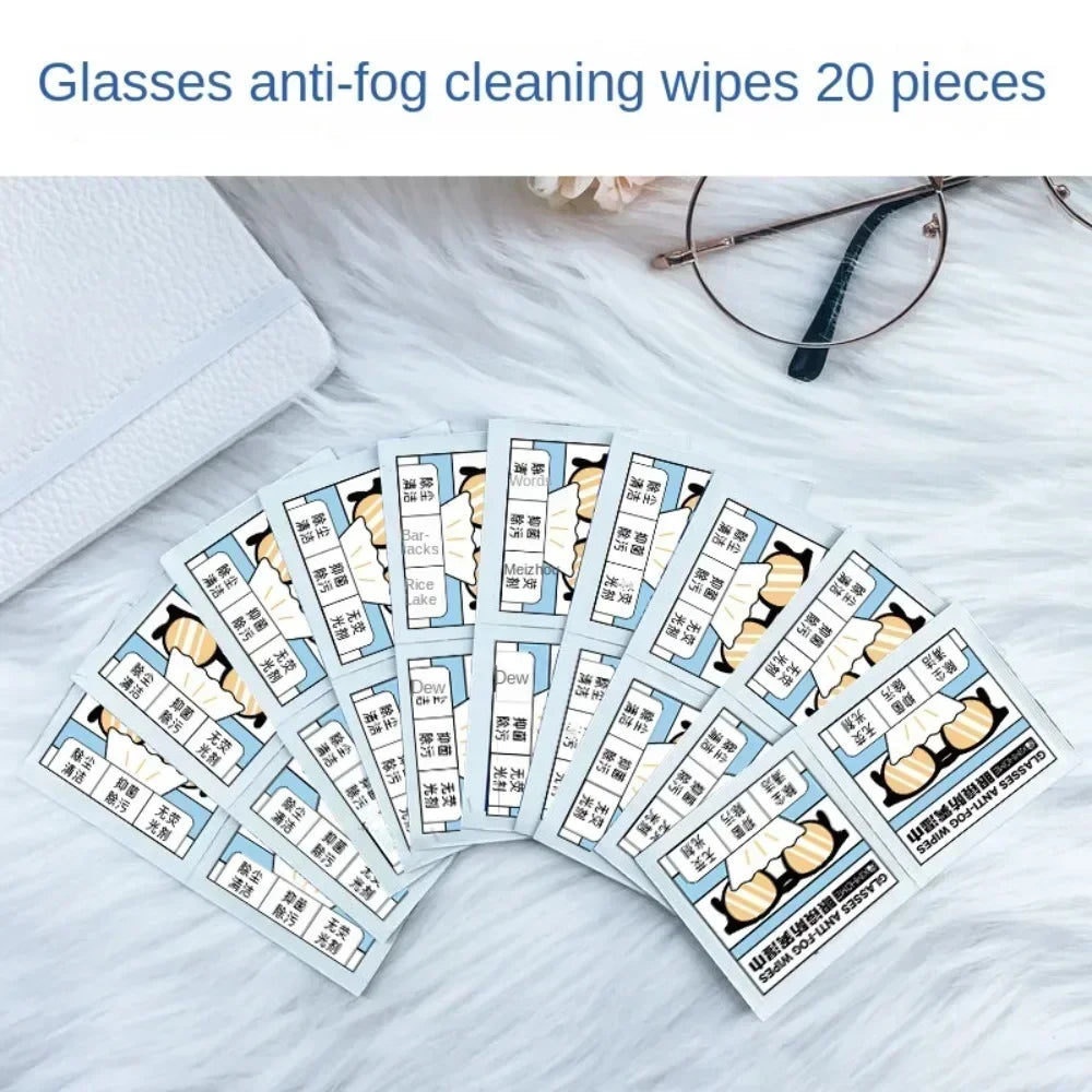 100PCS Disposable Eyeglass Cleaning Pads Traceless Quick Drying Anti-fog Glasses Wipes Dust Removal Remove Oil