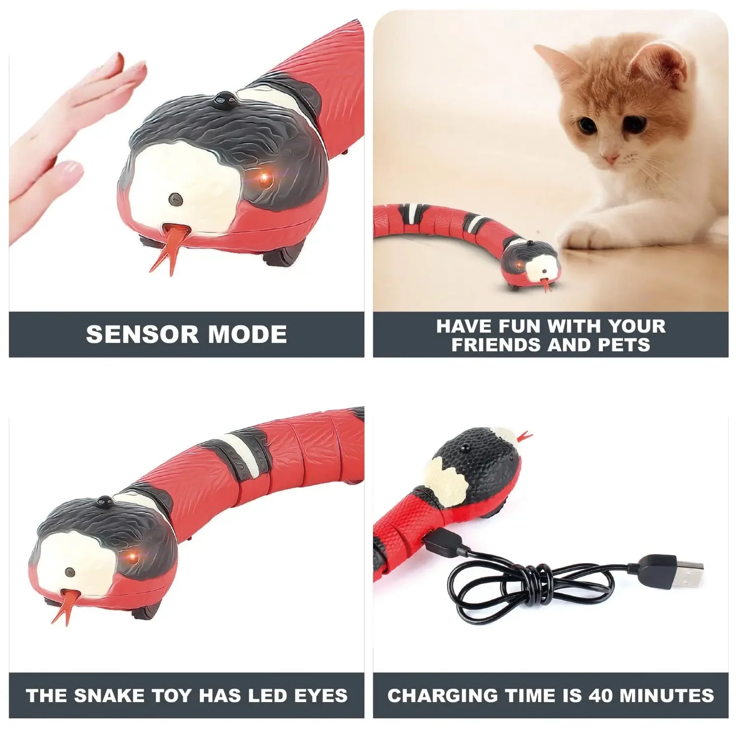 Smart Sensing Cat Toys Interactive Automatic Eletronic Snake