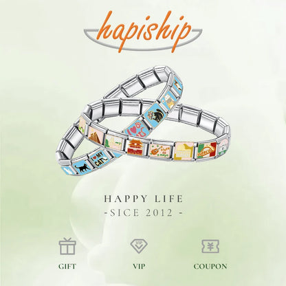 Hapiship 2024 Women Girls English A-Z 26 Letters Charm Italian Links Fit 9mm Bracelet Stainless Steel DIY Making Jewelry DJ1132