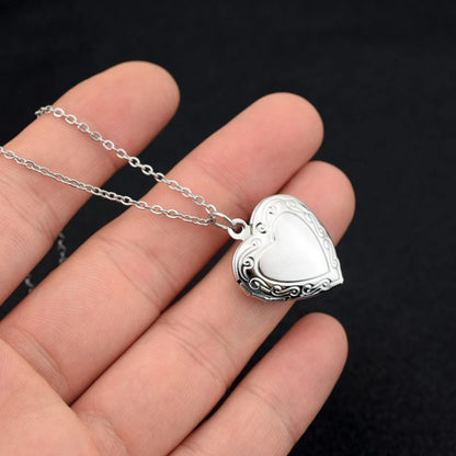 1 Heart Shaped Photo Frame Pendant Necklace Love Heart Charm Stainless Steel