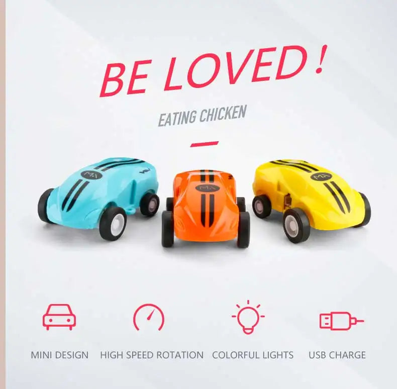 Mini RC Car High Speed Fast 360 Degree Rotation Luminous Stunt Turn Trick Drift Small Car with Light USB Charging Children Gift