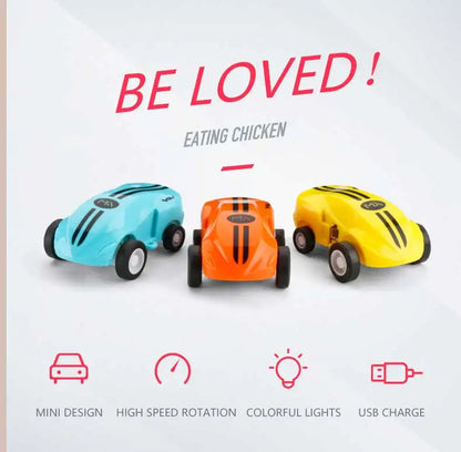 Mini RC Car High Speed Fast 360 Degree Rotation Luminous Stunt Turn Trick Drift Small Car with Light USB Charging Children Gift