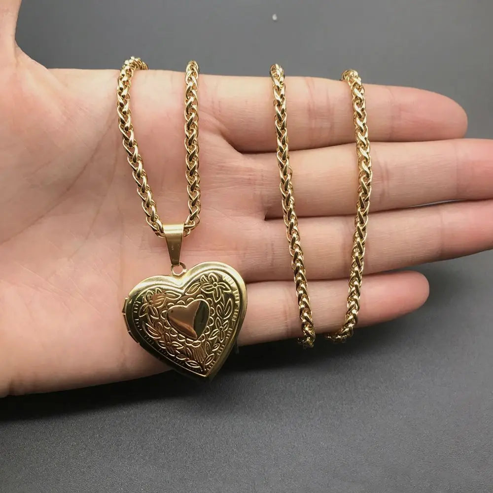 Love Heart Secret Message Locket Necklace Pendant Vintage Gift For Lover Couples Custom Message Fashion Jewelry