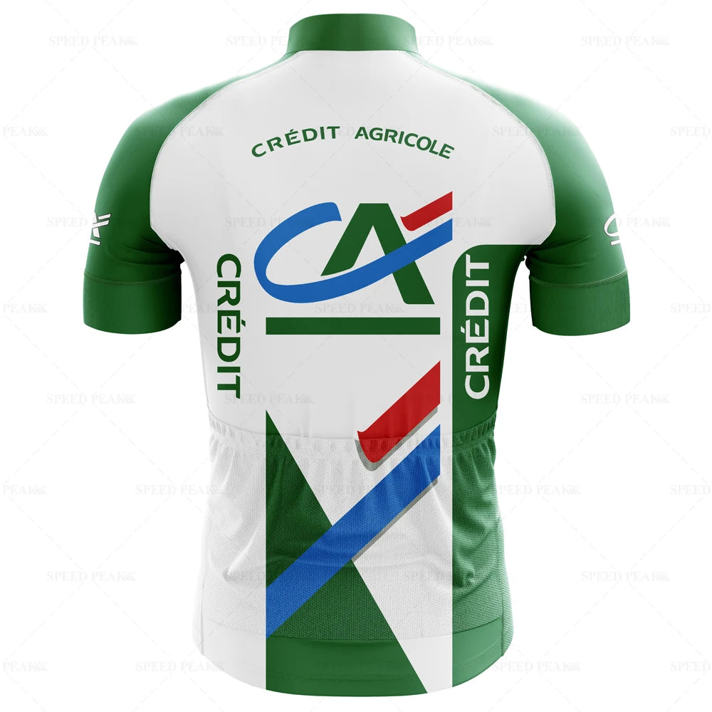 CA Cycling Jersey Men short sleeve Set Retro green Bib Short Sleeve