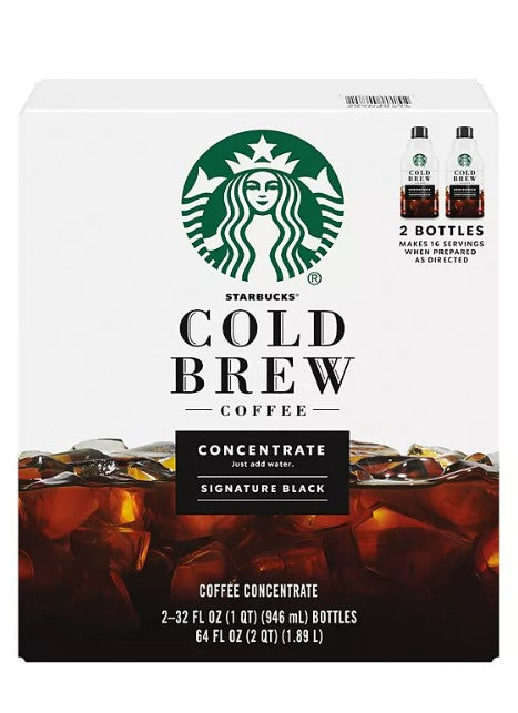 Starbucks Cold Brew Coffee Concentrates, Signature Black, 64 oz., 2 ct.