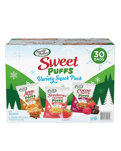 Sensible Portions Sweet Puffs, Variety Pack, 0.5 oz., 30 pk.