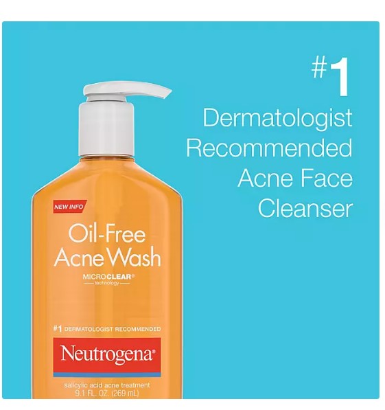 Neutrogena Oil-Free Acne Face Wash, 9.1 fl. oz., 2 pk.