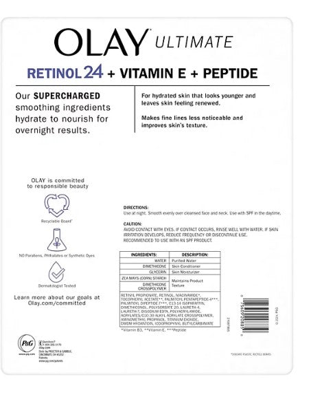 Olay Ultimate Retinol 24 + Vitamin E + Peptide Night Moisturizer, 1.7 oz., 2 pk.