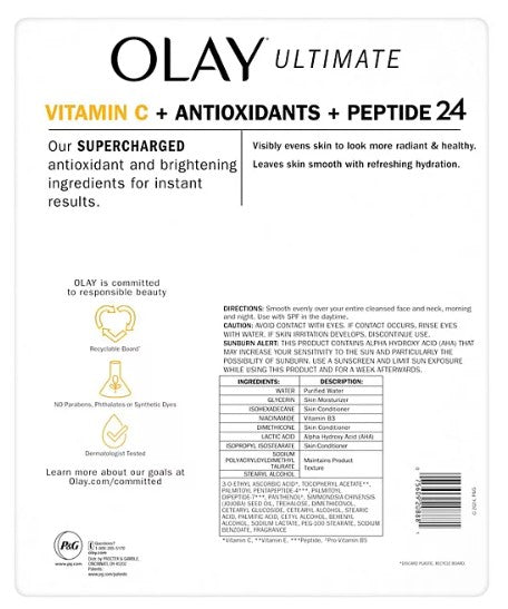 Olay Ultimate Vitamin C + Antioxidants + Peptide 24 Hydrating Moisturizer, 1.7 oz., 2 pk.