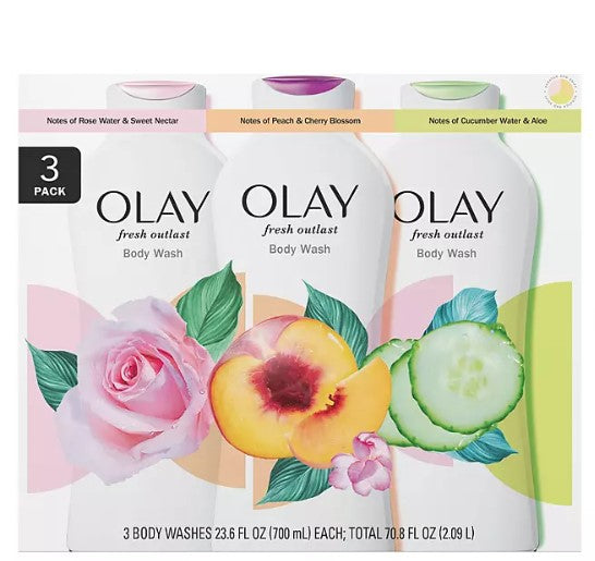 Olay Fresh Outlast Body Wash with Vitamin B3 Complex, 23.6 fl. oz., 3 pk.