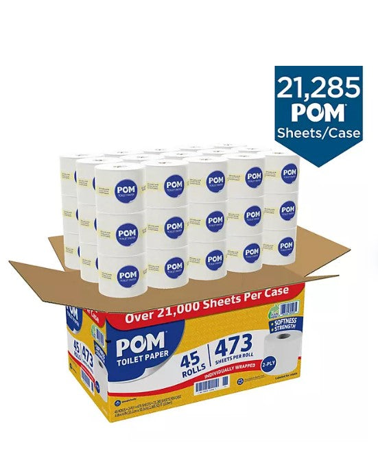 POM 2-Ply Toilet Paper 45 rolls, 473 sheets/roll