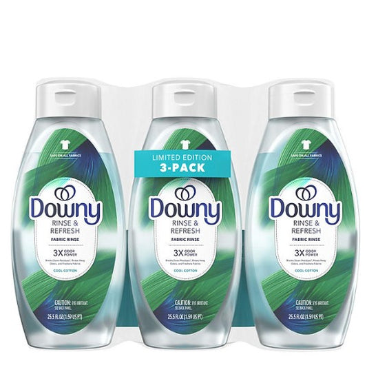 Downy Rinse & Refresh Laundry Fabric Rinse, Cool Cotton, 3 ct., 76.5 fl. oz.