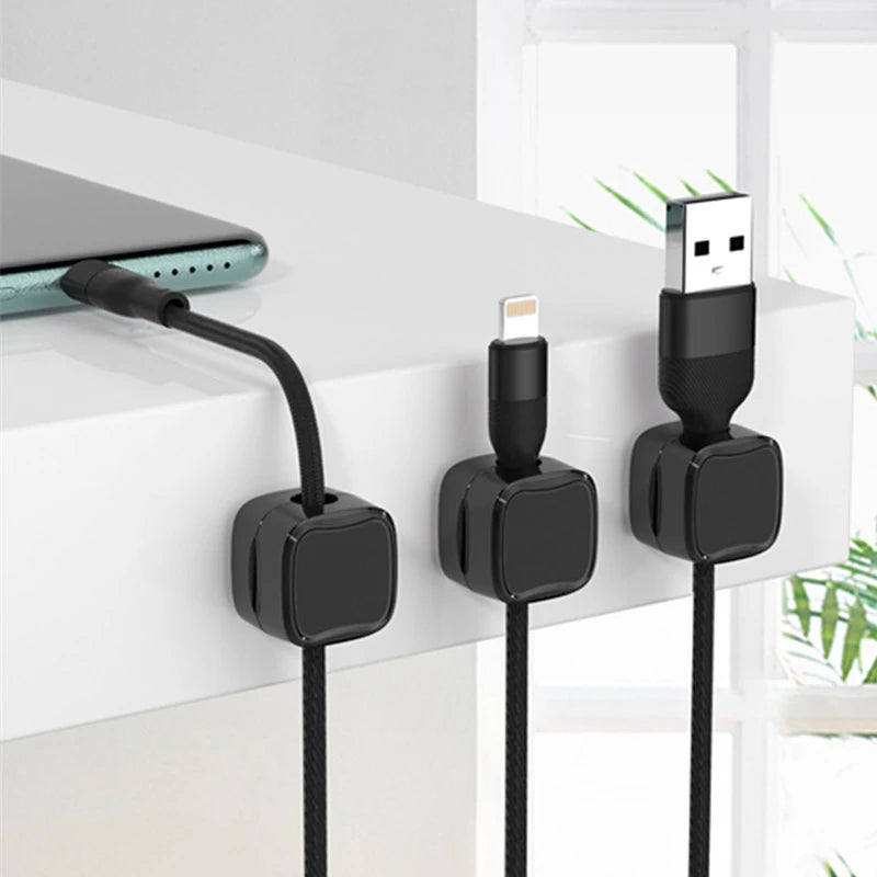 6Pieces Magnetic Cable Clips Cable Smooth Adjustable Cord Holder Under Desk Cable Management Wire Keeper Cable Organizer Holder