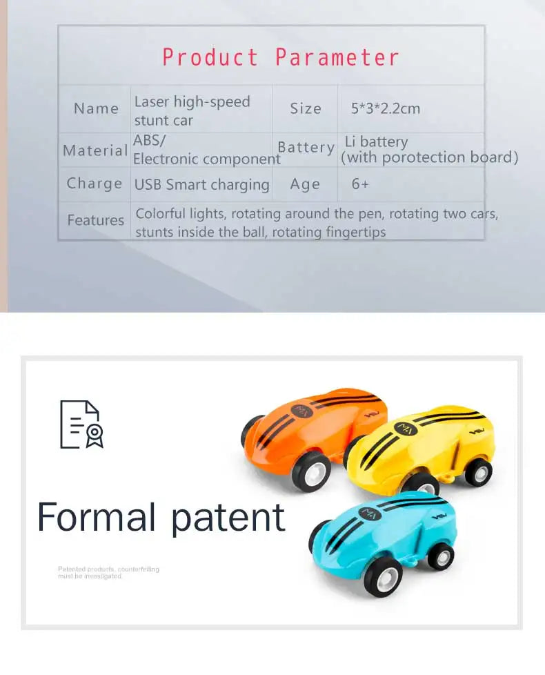 Mini RC Car High Speed Fast 360 Degree Rotation Luminous Stunt Turn Trick Drift Small Car with Light USB Charging Children Gift