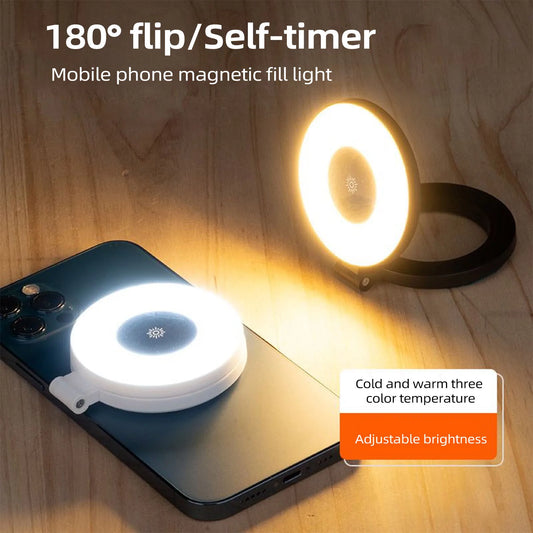 Magnetic Selfie Ring Light Smartphone Magnetic Fill Light Mini Pocket Selfie Light for iPhone XIAOMI HUAWEI SAMSUNG 2500K-9000K