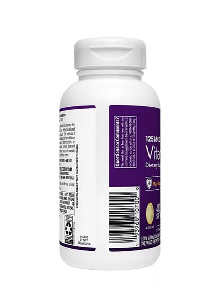 Member's Mark Vitamin D3 Softgels, 125 mcg, 400 ct.